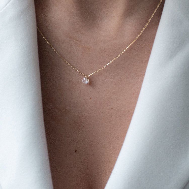 Кольє "Сердечка" в жовтому золоті (фіаніт) кол01821 від ювелірного магазину Онікс - 3