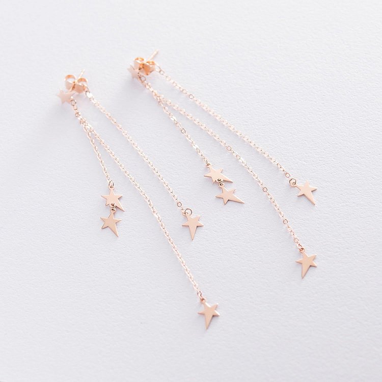 Золотые серьги - пусеты "Звездочки" с06721 от ювелирного магазина Оникс