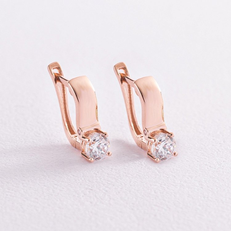 Золотые серьги с фианитами с06588 от ювелирного магазина Оникс