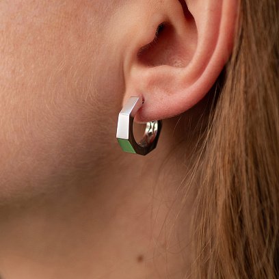 Серьги - кольца "Bruna" в белом золоте с09027 №4