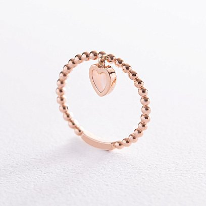Кулькова золота каблучка "Серце" з перламутром к07203 №7