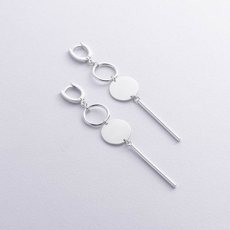 Срібні сережки "Вплив" 122672 від ювелірного магазину Онікс - 1