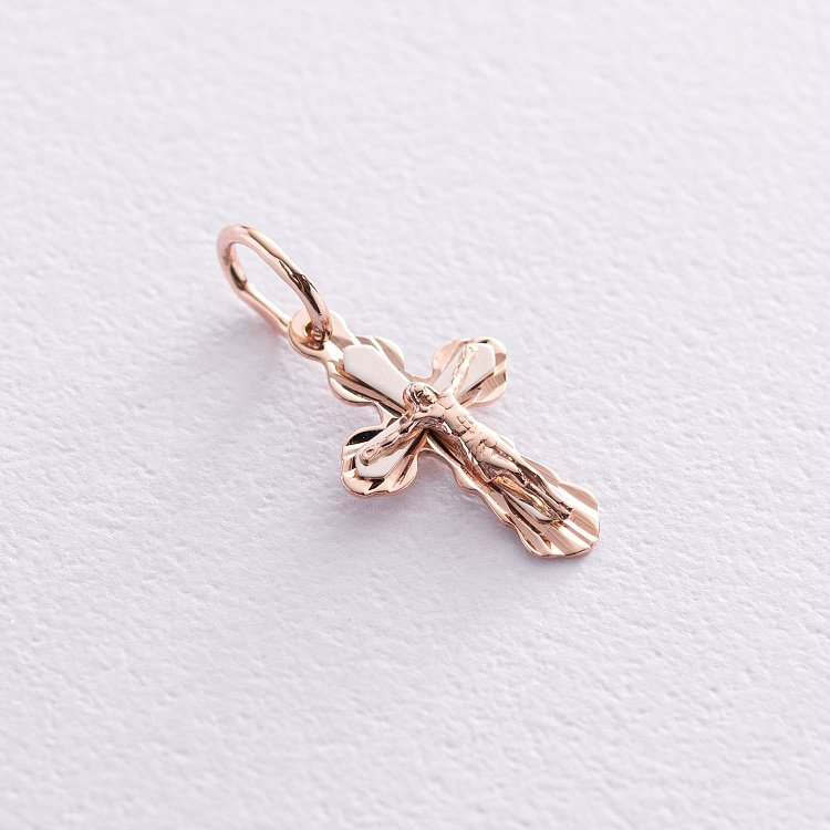 Золотой крестик "Распятие. Спаси и Сохрани" 210199 от ювелирного магазина Оникс