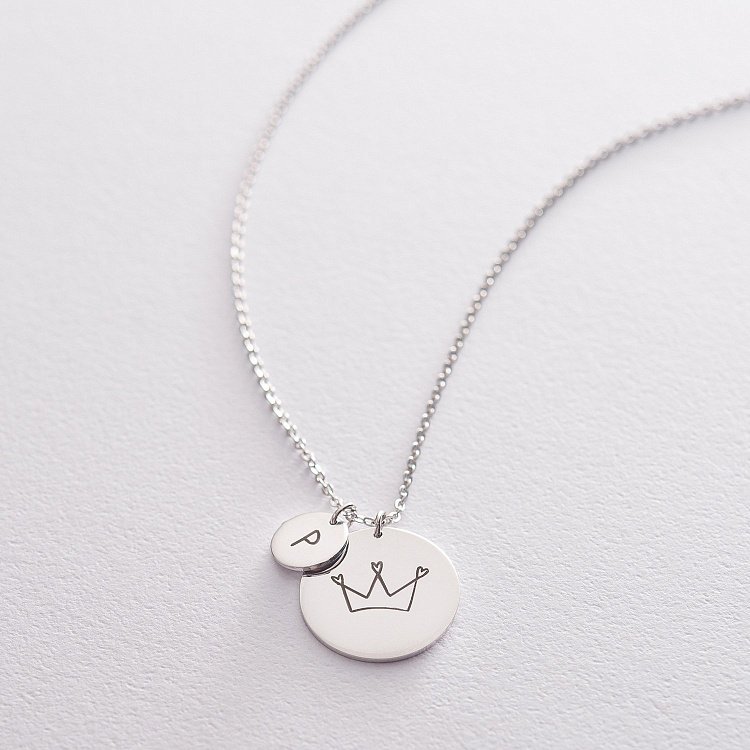 Срібне кольє з гравіюванням "Таємний сенс" 18977т від ювелірного магазину Онікс