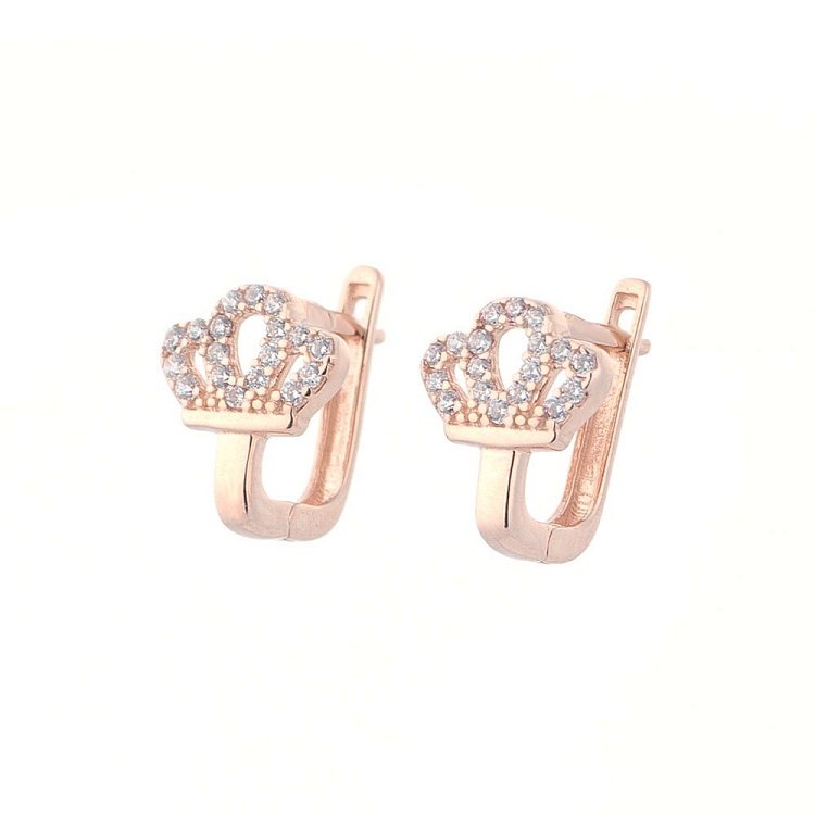 Золотые серьги "Короны" (фианиты) с05015 от ювелирного магазина Оникс