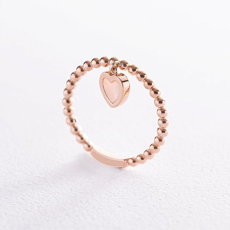 Кулькова золота каблучка "Серце" з перламутром к07203 від ювелірного магазину Онікс - 6