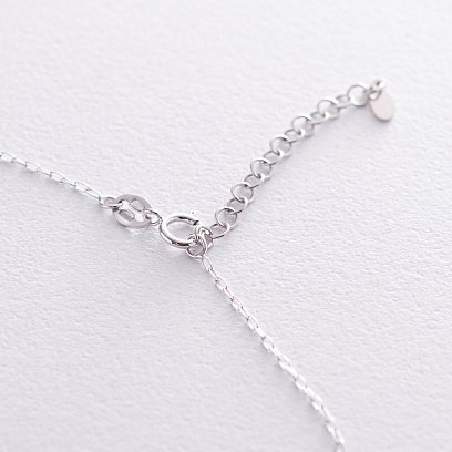 Срібне кольє з одним фіанітом 181017 №4