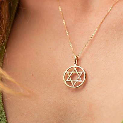 Кулон "Звезда Давида" в желтом золоте п03878 №2