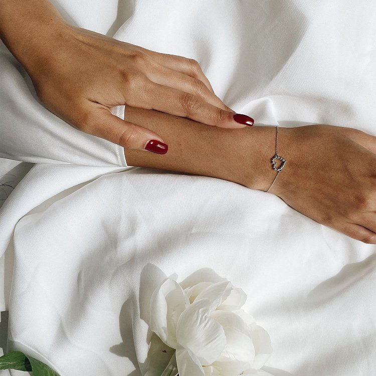 Браслет "Влюбленное сердце" в белом золоте б04469 от ювелирного магазина Оникс - 7