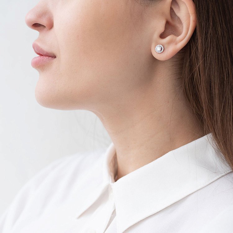 Золоті сережки - пусети з діамантами сб0336ri від ювелірного магазину Онікс - 1