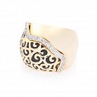 Золотое кольцо с фианитами и эмалью к03991 от ювелирного магазина Оникс - 1