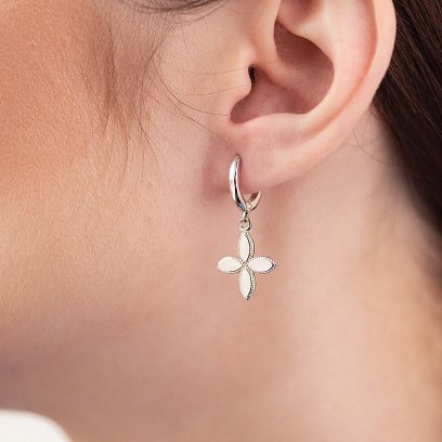 Сережки "Конюшина" в білому золоті с07069 №4