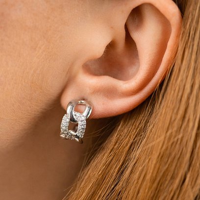 Серебряные серьги "Цепочка" с фанитами 902-00538 №4