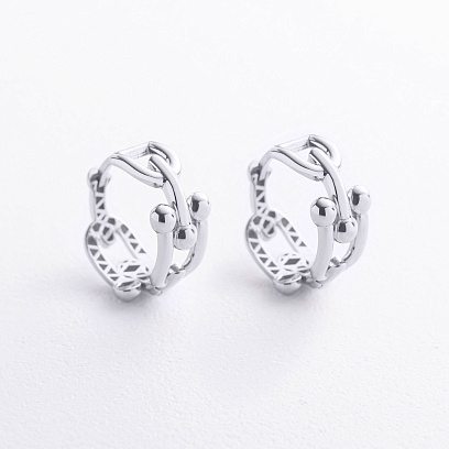 Серьги - кольца "Фантазия" в белом золоте с09718