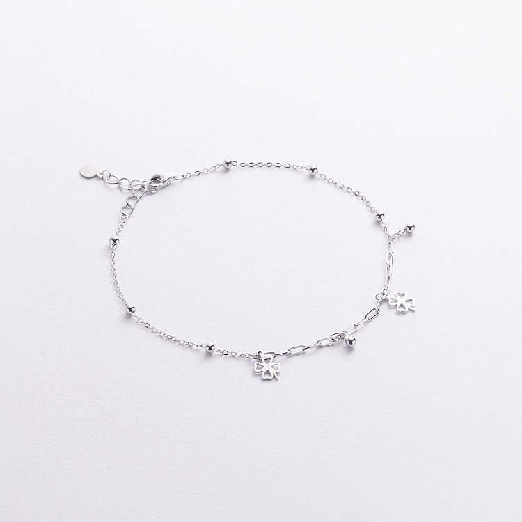 Срібний браслет "Конюшина на ногу 141790 від ювелірного магазину Онікс