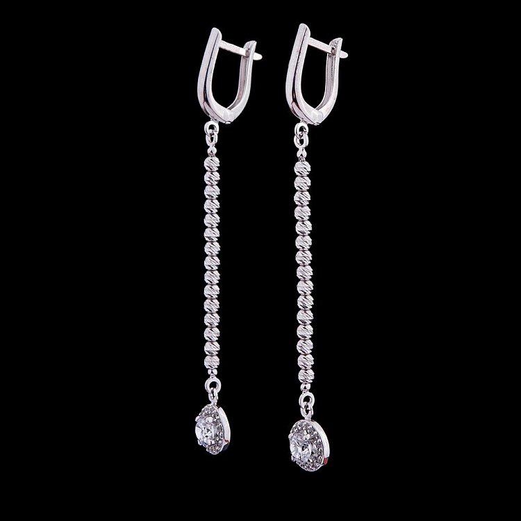 Золотые серьги с фианитами с04333 от ювелирного магазина Оникс - 1