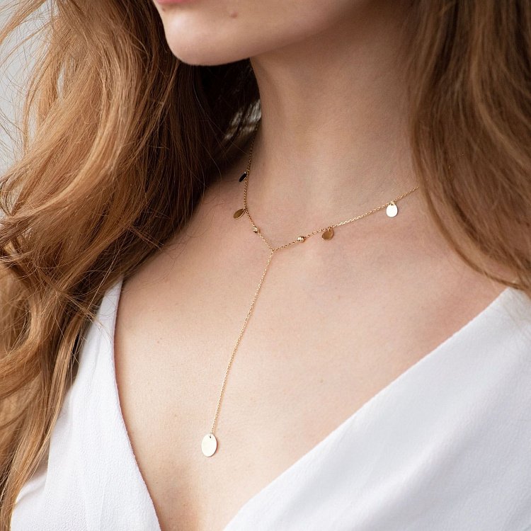 Колье "Капельки" в желтом золоте кол01630 от ювелирного магазина Оникс