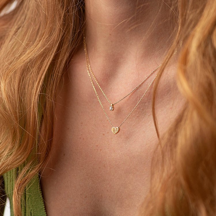 Кольє "Серце" з фіанітом (жовте золото) кол02565 від ювелірного магазину Онікс - 2