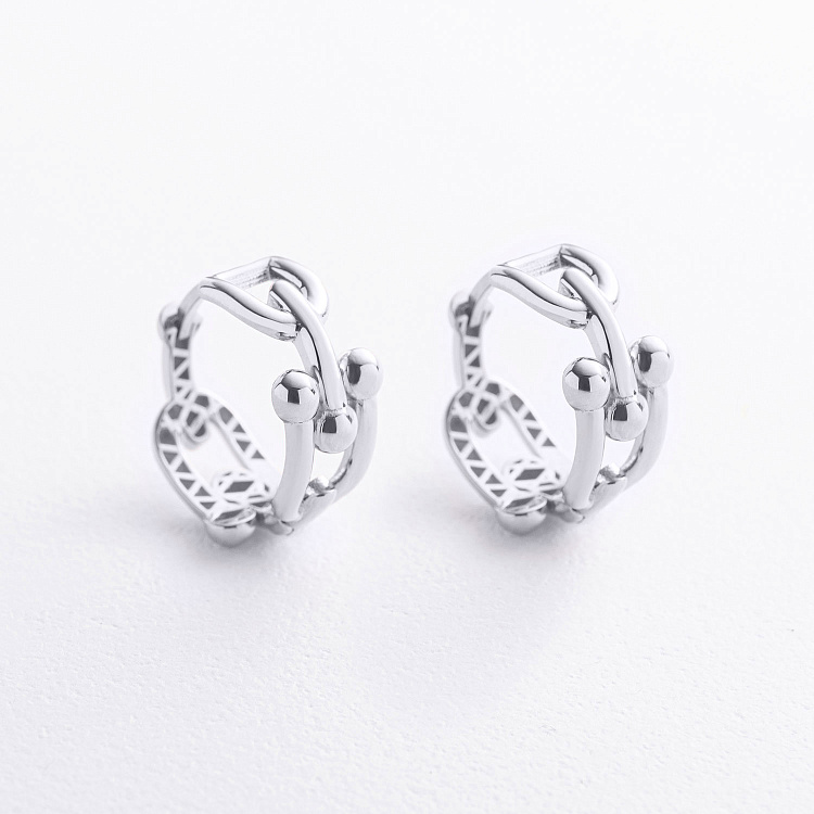 Серьги - кольца "Фантазия" в белом золоте с09718 от ювелирного магазина Оникс