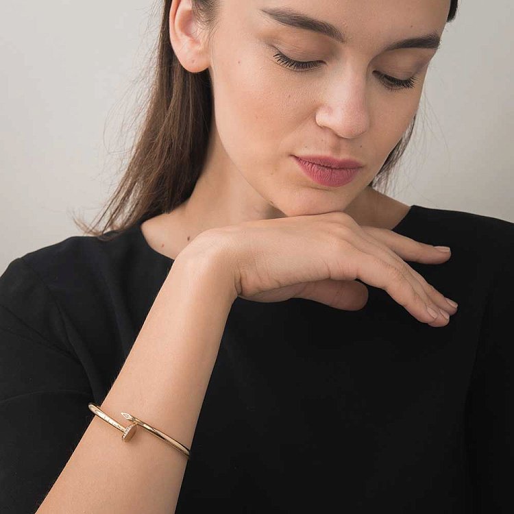 Золотой браслет "Гвоздь" с фианитами б02241 от ювелирного магазина Оникс - 4