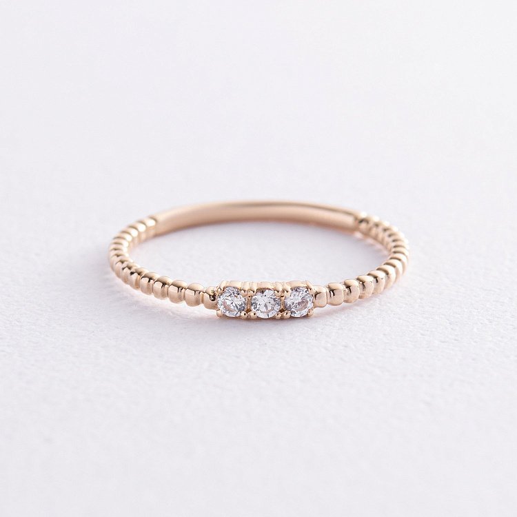 Шариковое кольцо "Мелоди" с фианитами (желтое золото) к07405 от ювелирного магазина Оникс