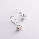 Срібні сережки - петельки "Кульки" (перли) 101010 от ювелирного магазина Оникс