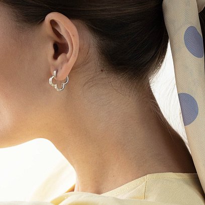 Сережки "Конюшина" в білому золоті с06958 №5