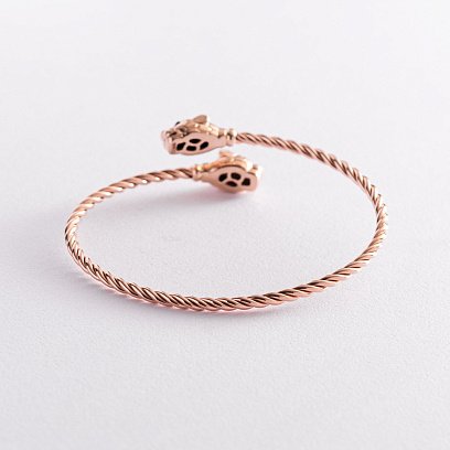 Жесткий золотой браслет "Пантеры" с фианитами б04990 №4