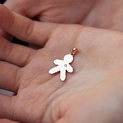 Золотий кулон "Хлопчик" з діамантом 138011321 №2