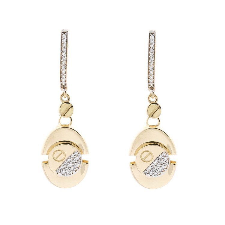 Золоті сережки з фіанітами с04918 від ювелірного магазину Онікс