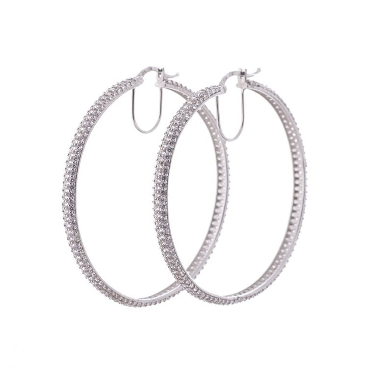 Золотые серьги кольца с фианитами с02565 от ювелирного магазина Оникс