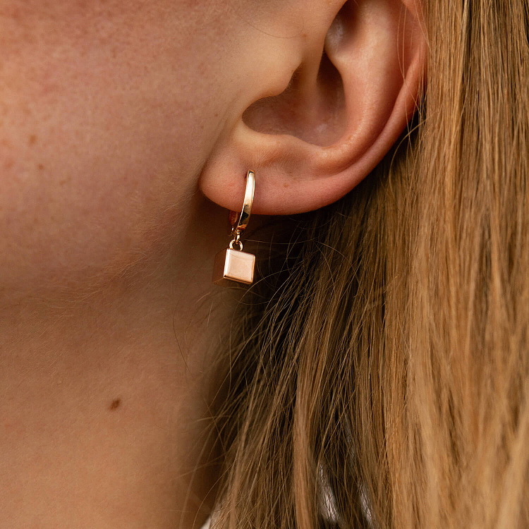 Золоті сережки "Кубики" с06894 від ювелірного магазину Онікс - 3