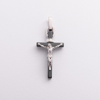 Хрестик "Розп'яття. INRI" (кераміка, срібло) 1785ч №3