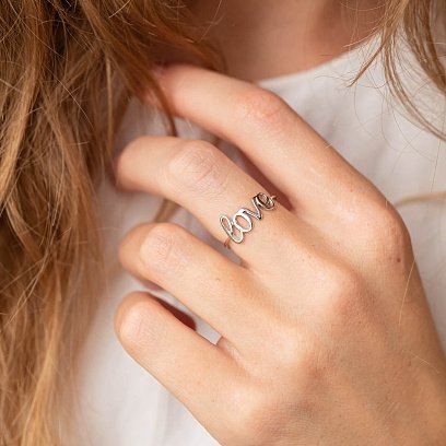 Каблучка "Love" у білому золоті к07094 №5