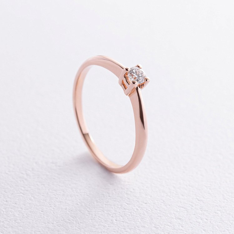 Заручальна золота каблучка з діамантом 101-10021к від ювелірного магазину Онікс