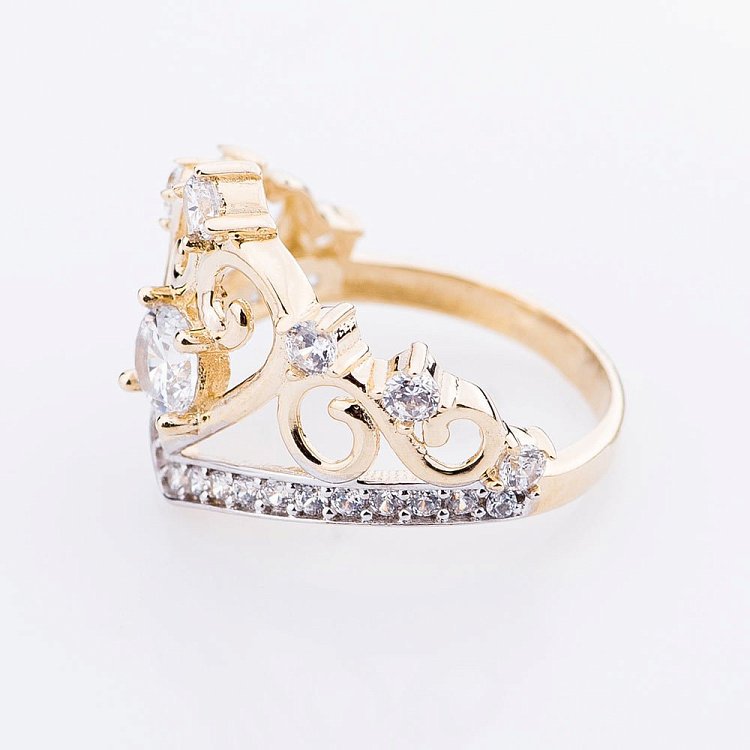 Золота каблучка "Корона з фіанітами" к04764 від ювелірного магазину Онікс - 1