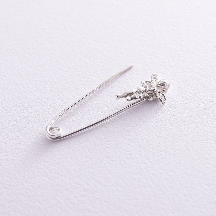 Серебряная булавка "Ангелочек" с фианитами 21027 - 1 Серебряная булавка "Ангелочек" с фианитами 21027 от ювелирного магазина Оникс - 1