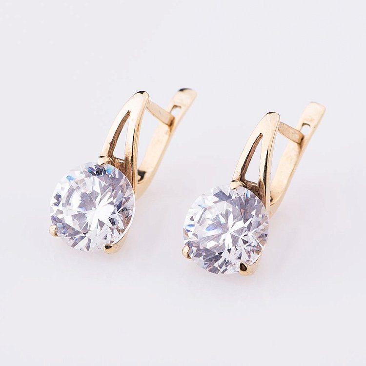 Золотые серьги с фианитами с01121ж от ювелирного магазина Оникс - 1