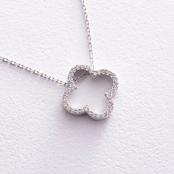 Серебряное колье "Клевер" с фианитами 908-01003 №3