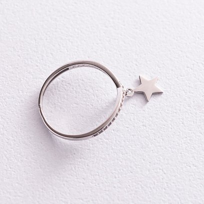 Золотое кольцо "Звездочка" с фианитами к06792 №3