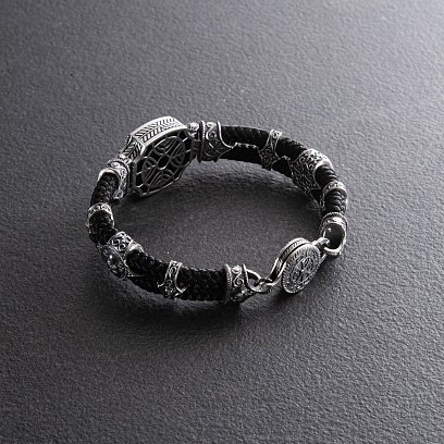 Срібний браслет "Архангел Михаїл" (онікс) 1377 №9