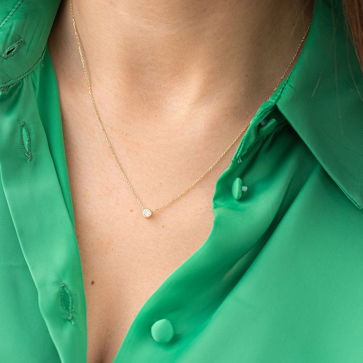 Золоте кольє з фіанітом кол00954 від ювелірного магазину Онікс - 1