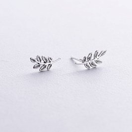 Серебряные серьги - пусеты "Веточки" 122691