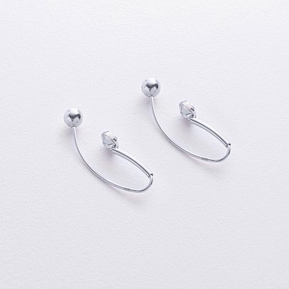 Серьги "Вдохновение" в белом золоте (синт. опал) с09237 №3