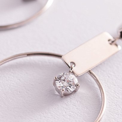 Серебряные серьги "Геометрия" с фианитами 4989 №4