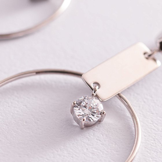 Серебряные серьги "Геометрия" с фианитами 4989 №4