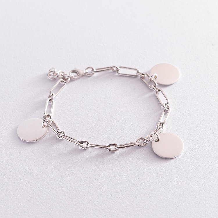 Серебряный браслет "Цепочка с монетами" (возможна гравировка) 141591 от ювелирного магазина Оникс