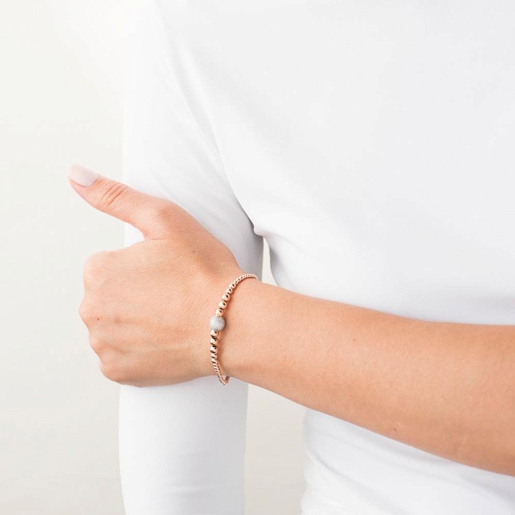 Золотий браслет з кульками (фіаніти) б03587 від ювелірного магазину Онікс - 4