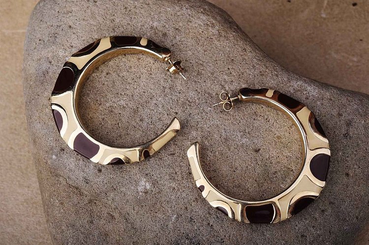 Сережки "Півкільця" (емаль, позолота) 12427 від ювелірного магазину Онікс - 1