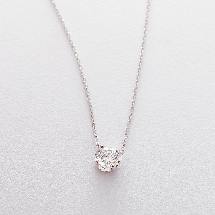 Серебряное колье с фианитом 18825 от ювелирного магазина Оникс